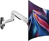 PC Monitor Arm, Wall Mounted, LCD Display Arm, Supports 13 to 38 Inches, Load Capacity 24.3 lbs 11 kg, Wall Mount Arm, VESA 3.0 x 3.0 inches 75 x 75 mm, 3.9 x 3.9 inches 100 x 100 mm, Multi-Angle Adjustment, Wire Storage, Monitor Stand, Wall Mounted, Silver