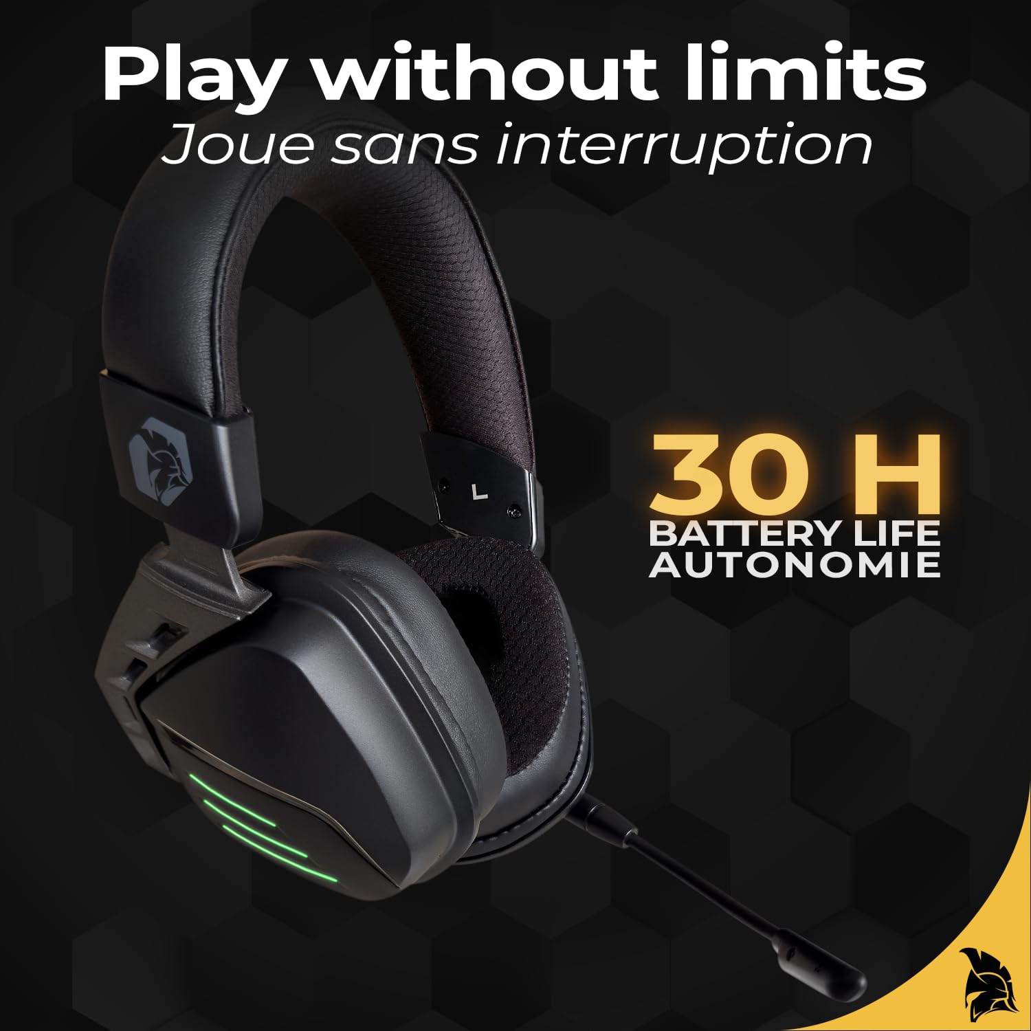 EMPIRE GAMING - Nowy 2025 - EH20 Przewodowy bezprzewodowy zestaw słuchawkowy WiFi 2.4 GHz z odłączanym mikrofonem - PC / PS5 / PS4 / Mac/Switch - dźwięk stereo przestrzenny 7.1