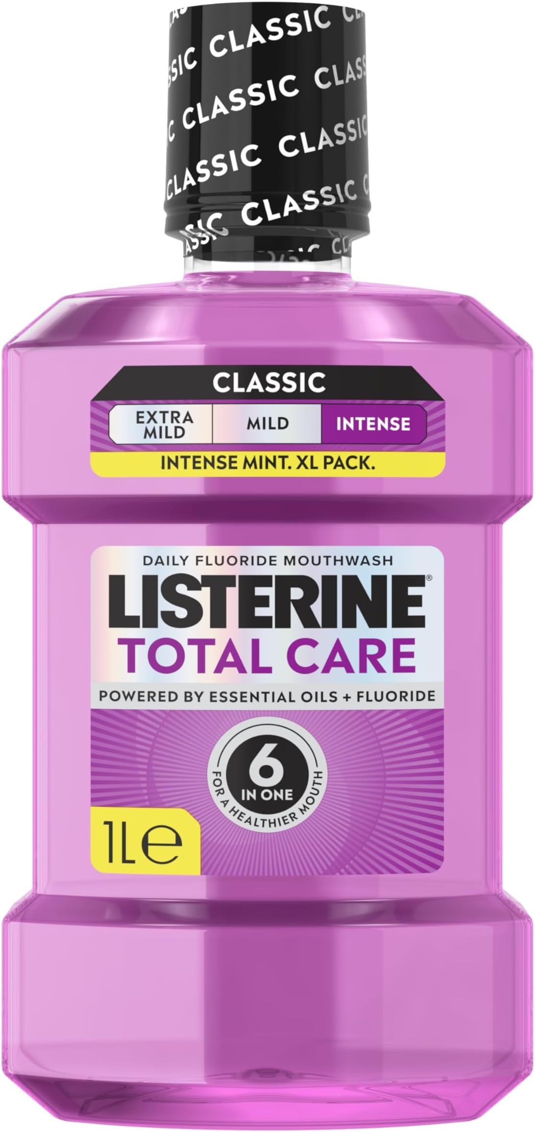 Total Care Intense Taste Classic Antibacterial Mouthwash (1000ml), Fresh Mint Blast Flavour With 6-in-1 Benefits