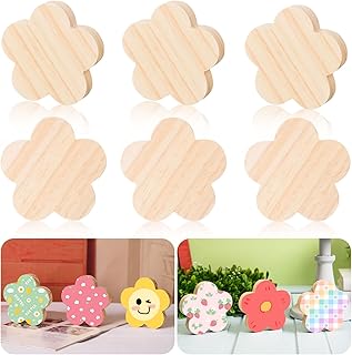 AWIZOM 12 Pcs Spring Flower Wooden Cutouts Unfinished Flower Shaped Table Signs Wood Flowers Blocks to Paint Blank Wood Table Centerpieces for DIY Crafts Spring Home Shelf Tiered Tray Decor,3.82"