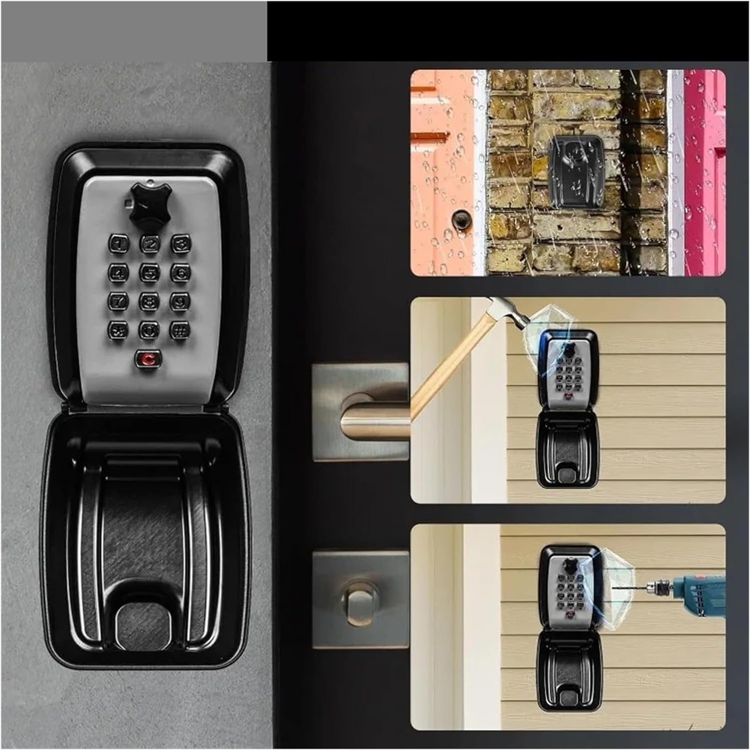 1PCS New Wall Mounted Combination Key Lock Box(Gray)