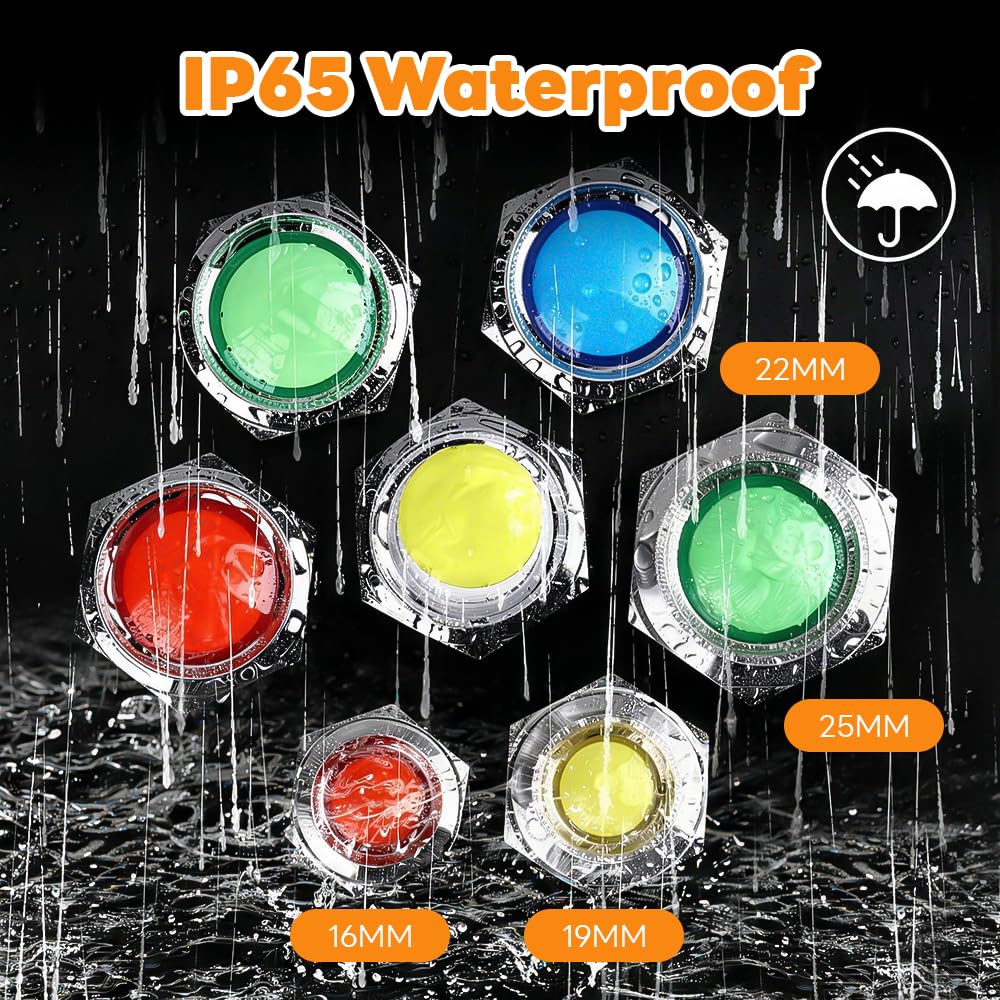 Luci di controllo in metallo, 19 mm, verde, 220 V, impermeabile, spia LED a scelta