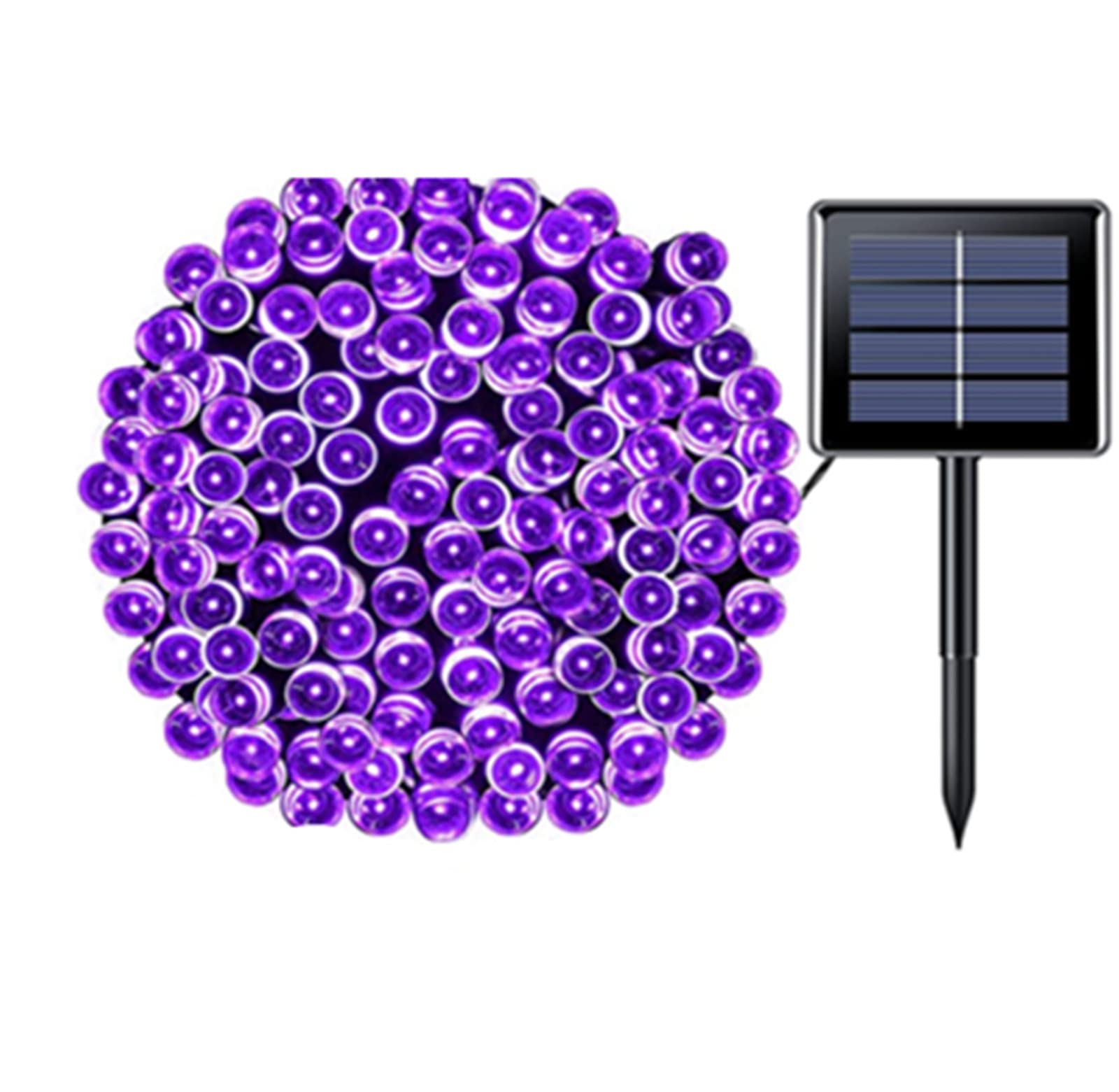 Lampy solarne na zewnątrz do ogrodu, 20 m, 200 diod LED, solarne łańcuchy świetlne na zewnątrz z 8 trybami wodoodporne światła bożonarodzeniowe na taras ogrodzenie przyjęcie (fioletowe)