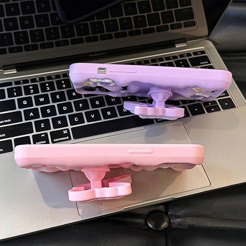 Miniatura 5 de Funda de teléfono de mariposa rosa compatible con iPhone 12 Pro Max, bonita funda de mariposa de dopamina de Corea 3D con soporte telescópico de