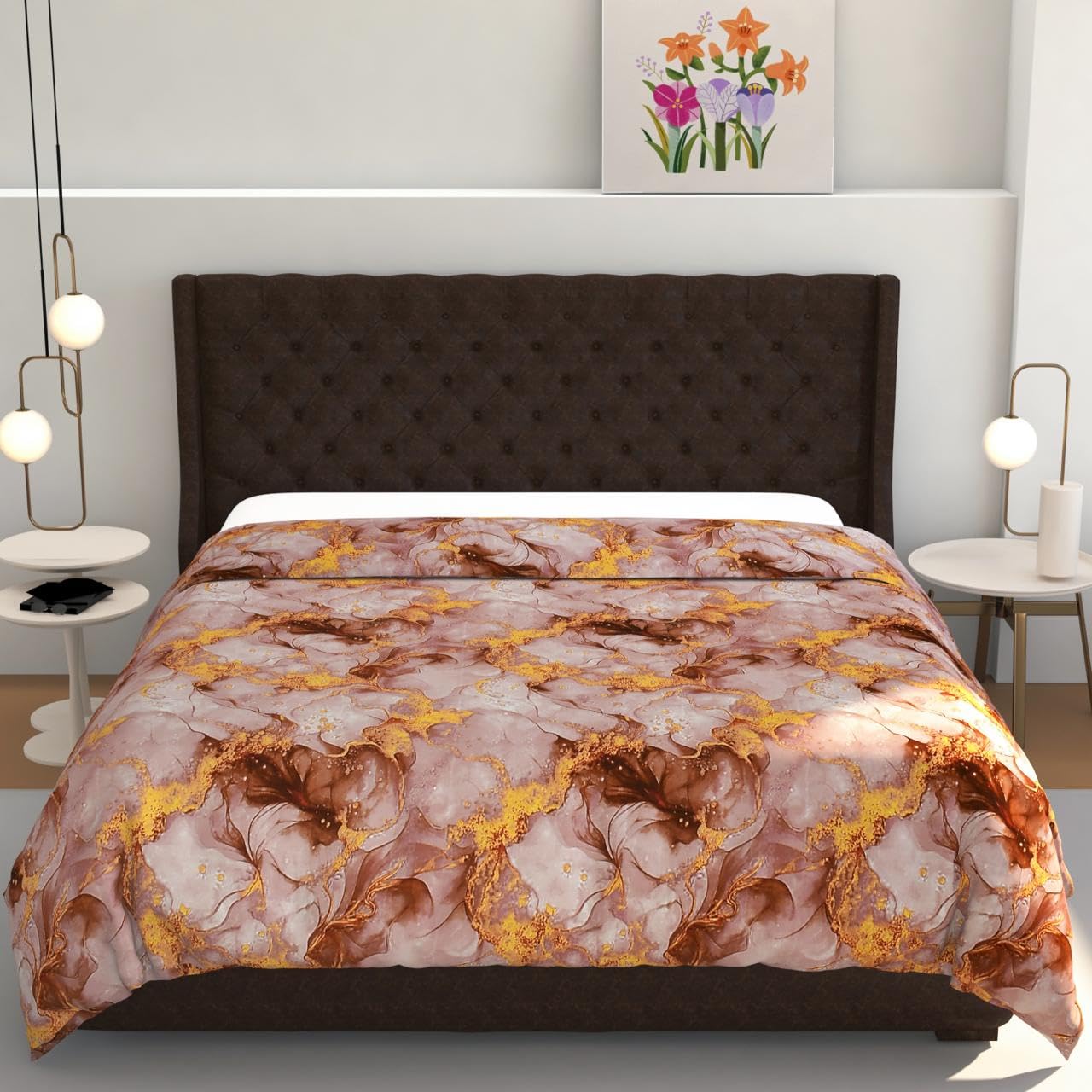 JASHAN Luxurious Glace Cotton Duvet Cover, Comforter Cover, Rajai Cover, Blanket Cover,Quilt Cover Queen Size 90"x100" inches-Peach-image-32