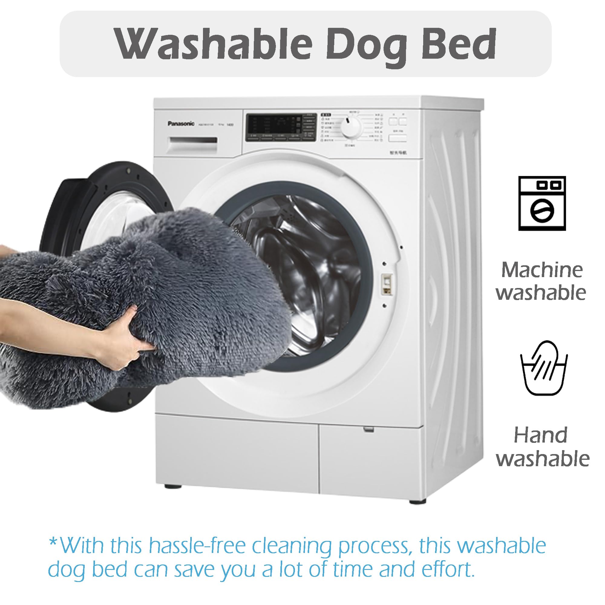 Materasso per gabbia per cani extra large, anti-ansia, con fondo antiscivolo, morbido cuscino in peluche per cani, lavabile, calmante, cuccia per animali domestici, 122 x 85 x 12 cm, grigio1