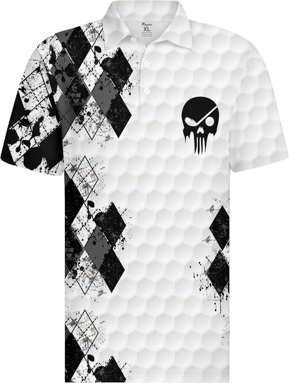 PAGYMO Funny Golf Shirts for Men Crazy Print Pattern Colorful Wild Novelty Moisture Wicking Performance Mens Polo Shirt