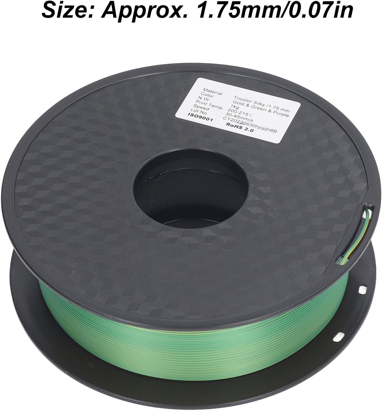 PLA Tricolor Filament 1.75mm 3-Pack Gold & Green Silk 3D Printer Filament 200-215°C Printing Temperature