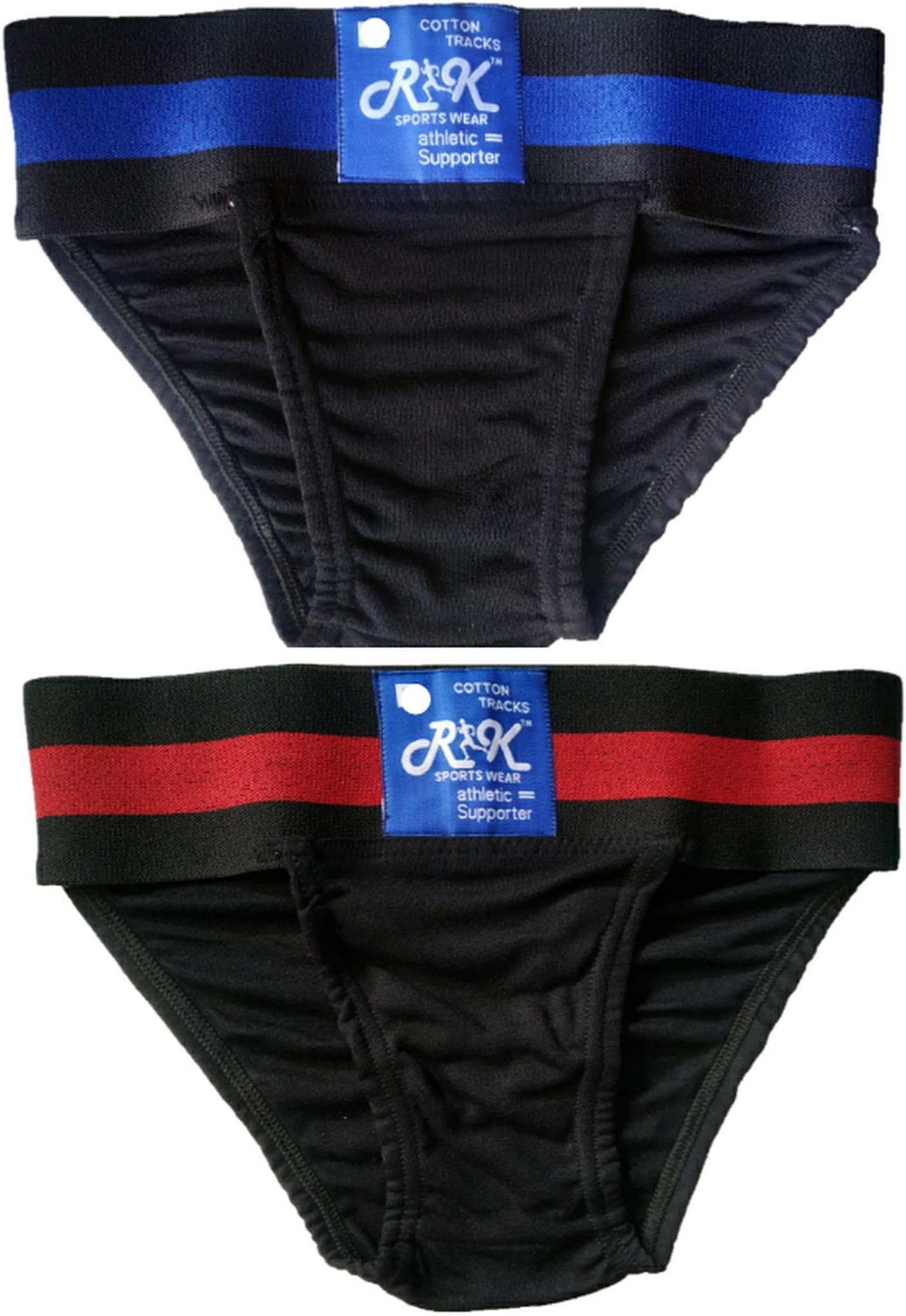 RK Sports Cricket Gym Supporter Back Covered Sports Underwear Athletic Sports Pack of 2 PEC Abdomen Support (Black)
