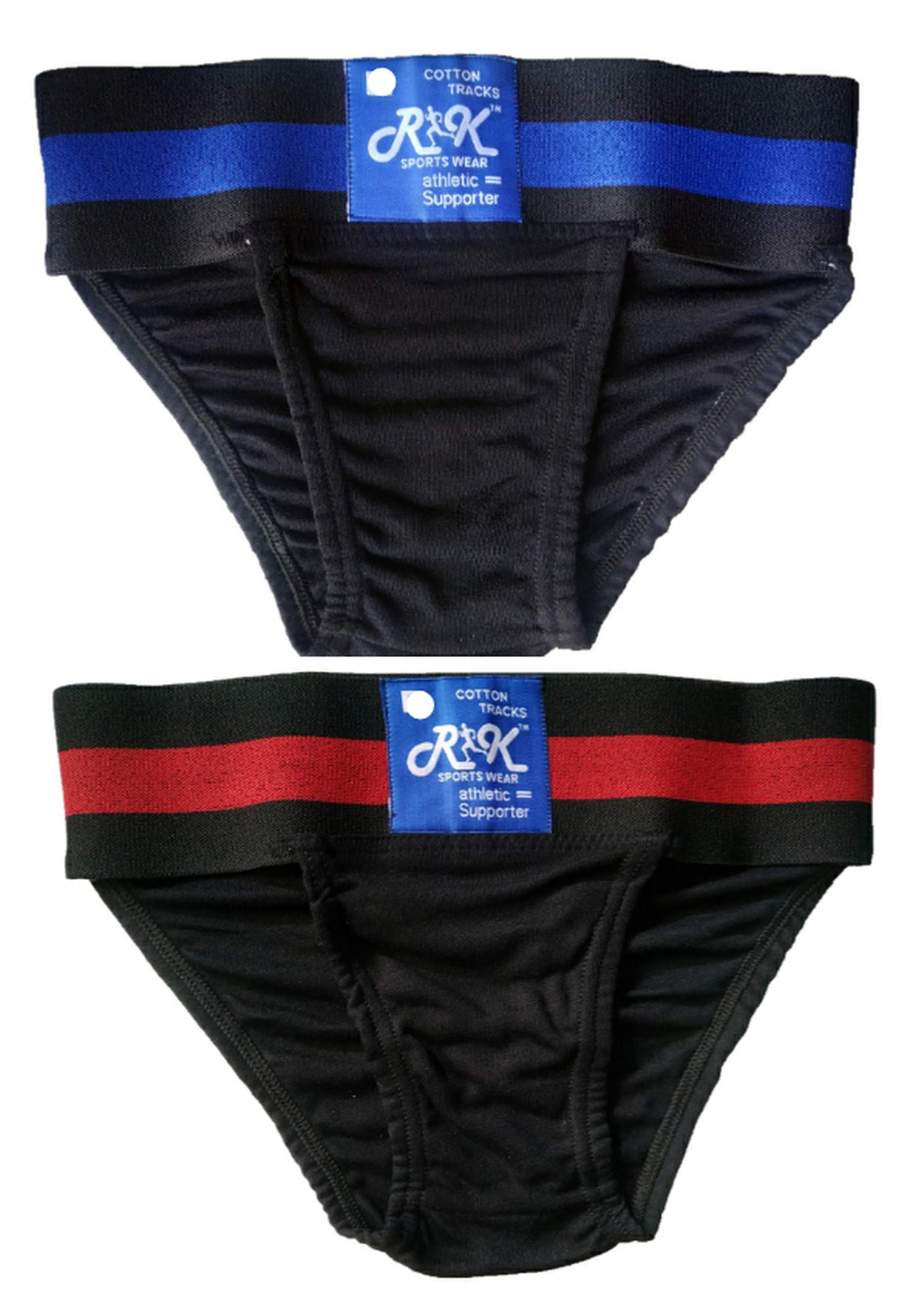 RK Sports Cricket Gym Supporter Back Covered Sports Underwear Athletic Sports Pack of 2 PEC Abdomen Support (Black)