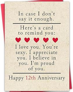 12th Anniversary Card,12 year Anniversary Card Gifts for Him Her,Silk Wedding Anniversary Cards Decoration