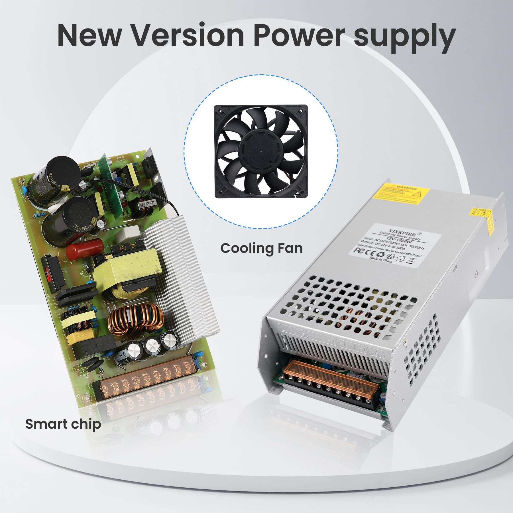 Trafo DC 12V 100A 1200W Power Supply 230V AC to DC 12Volt Power Supply Transformer Industrial Adapter for 12Volt Engine Pump LCD Monitor CCTV Security Camera Car Stereo 3D Printer and More