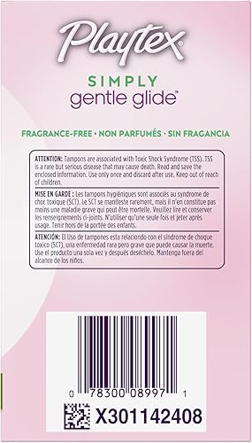 Miniatura 10 de Playtex Simply Gentle Glide Tampones, paquete múltiple (18 unidades regular/18 ct súper absorbencia), sin fragancia, 36 unidades