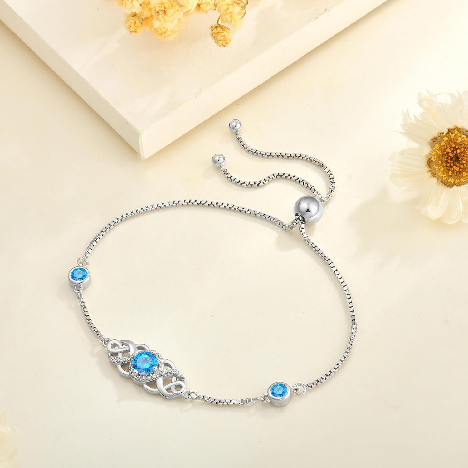 Infinity Celtic Knot Bracelet 925 Sterling Silver Birthstone Bracelet Irish Jewelry for Women - Image 4