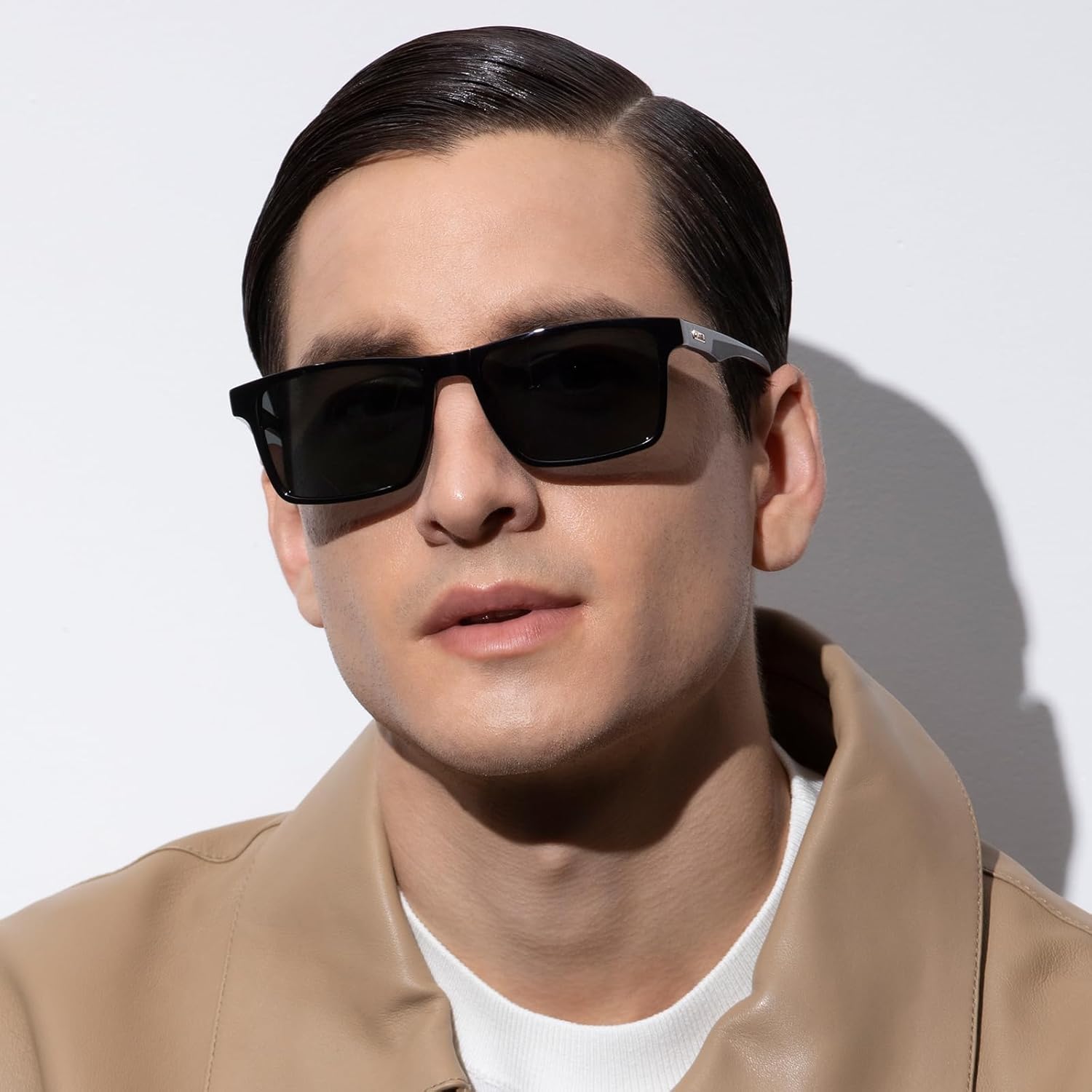 CARFIA Retro Acetate Mens Sunglasses Polarized Classic Square Sun Glasses CA62162 - Image 2