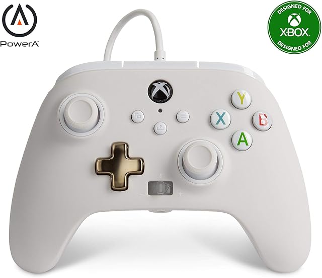 PowerA Enhanced Wired Controller for Xbox - Mist, White, gamepad, wired video game controller, gaming controller, Xbox Series X|S (Xbox Series X)