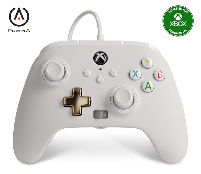 PowerA Enhanced Wired Gaming Controller for Xbox Series X/S, Xbox One, PC, Windows 10/11, White, Mist (Officially Licensed)
