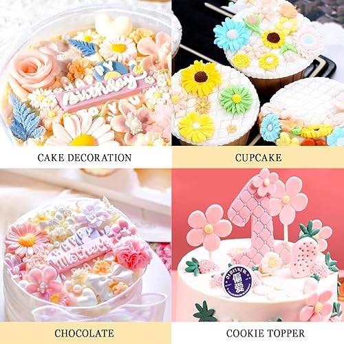 Vista 7 de KALAIEN 3 moldes para pastel de fondant de flores, margarita, flor de rosa, pequeño floral para fondant de chocolate, arcilla polimérica y jabón