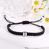 Vista 132 de Initial Bracelets for Couples Women Men Initial Charm Handmade Rope Braided Letter Bracelet for Teens Adjustable Jewelry Father's Day Gifts for Him