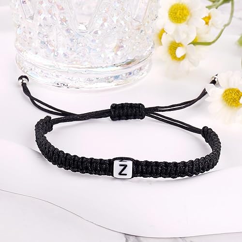 Miniatura 132 de Initial Bracelets for Couples Women Men Initial Charm Handmade Rope Braided Letter Bracelet for Teens Adjustable Jewelry Father's Day Gifts for Him