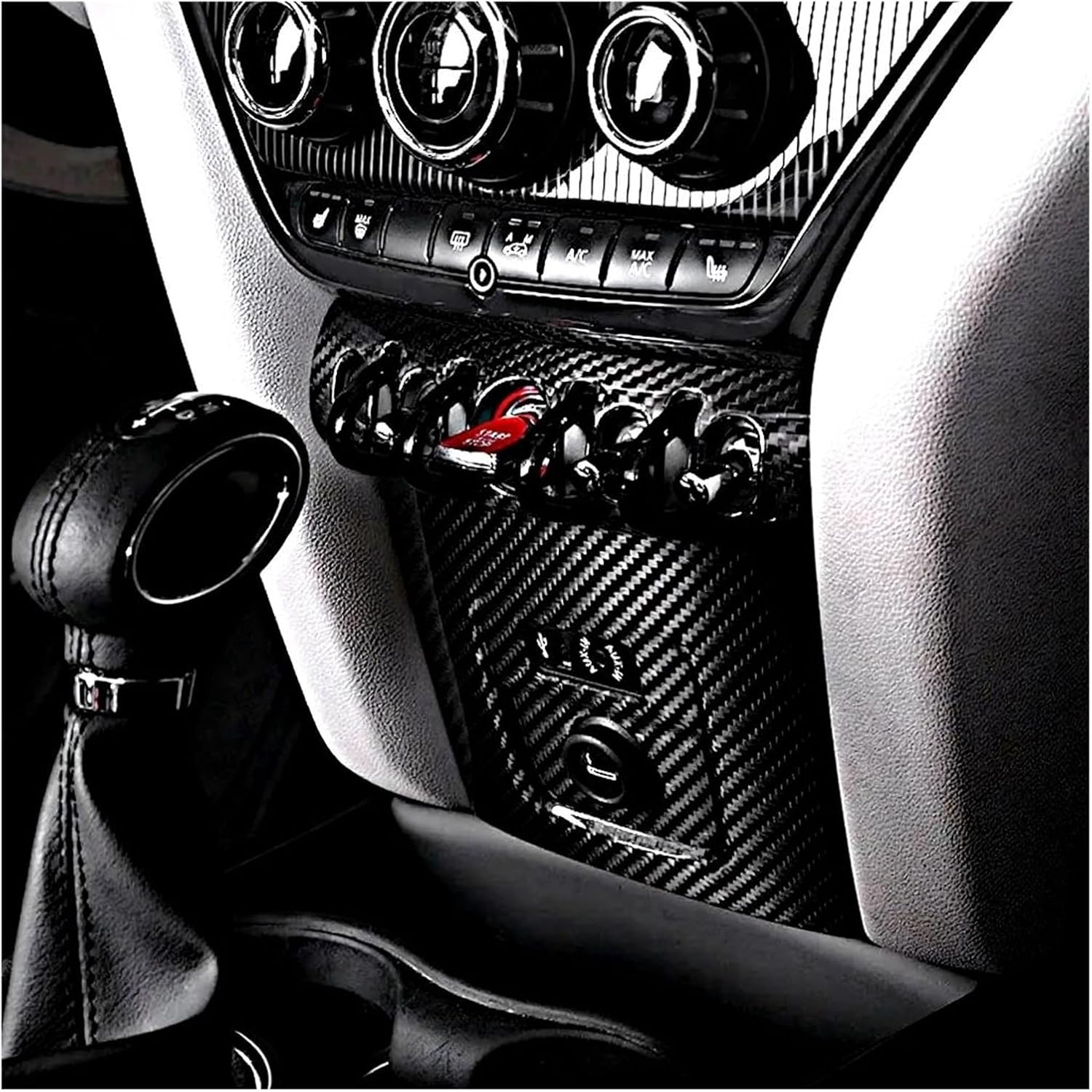 Carbon Fiber Material Car Interior Console USB Cover Compatible for Mini Cooper Countryman F60 F56 F55 F57 only(F56)