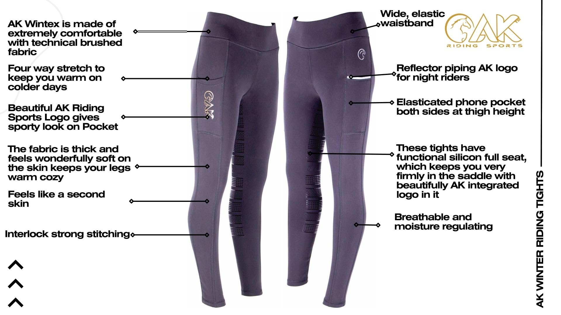 AK Wintex AKRS-6054 Winter-Reitstrumpfhose/Leggings/Reithose mit Silikongriff