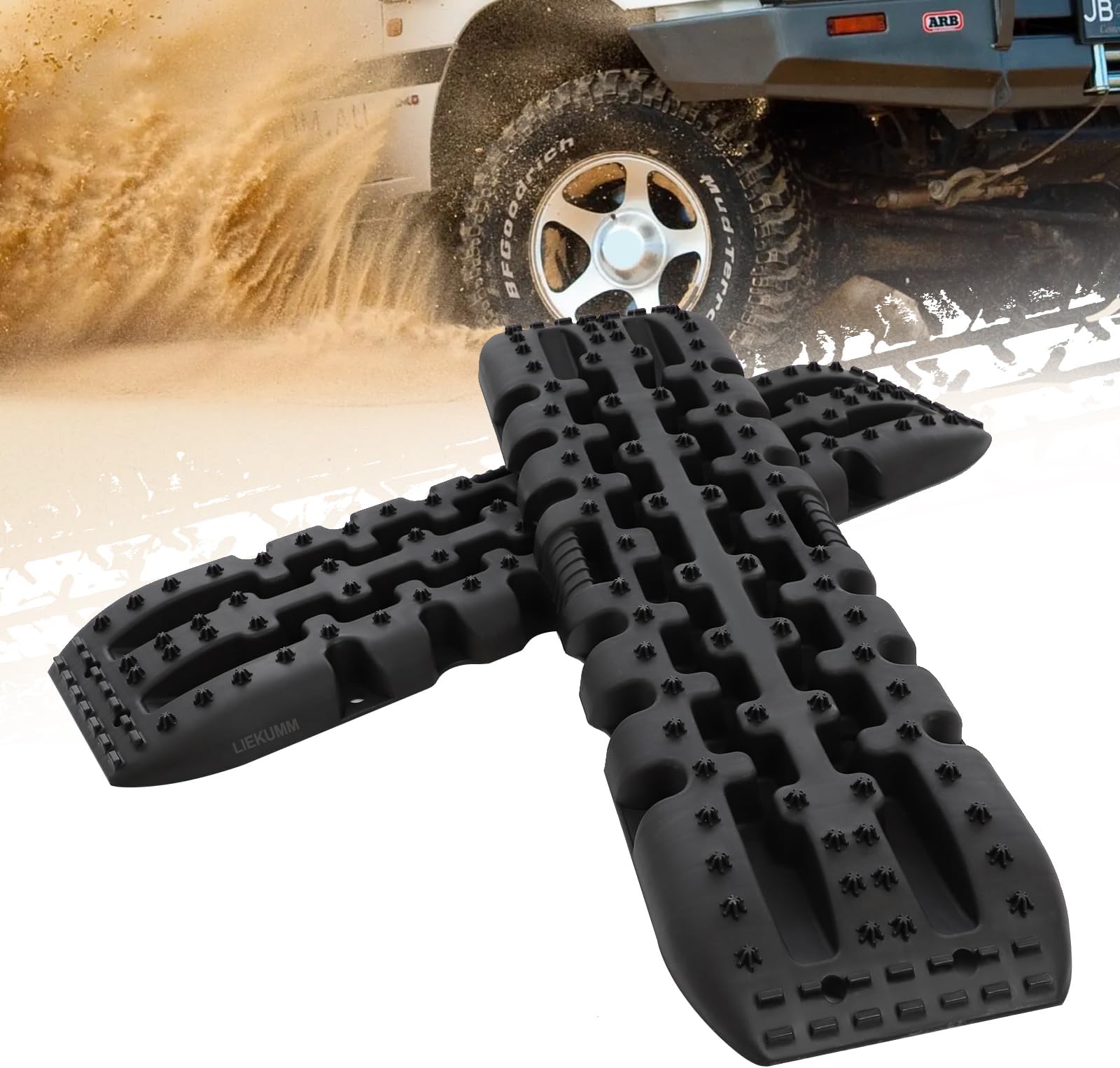FIERYRED Heavy Duty Traction Boards (2-Pack) - Off Road Recovery Tracks For Sand, Mud, Snow - 10 Ton Rating