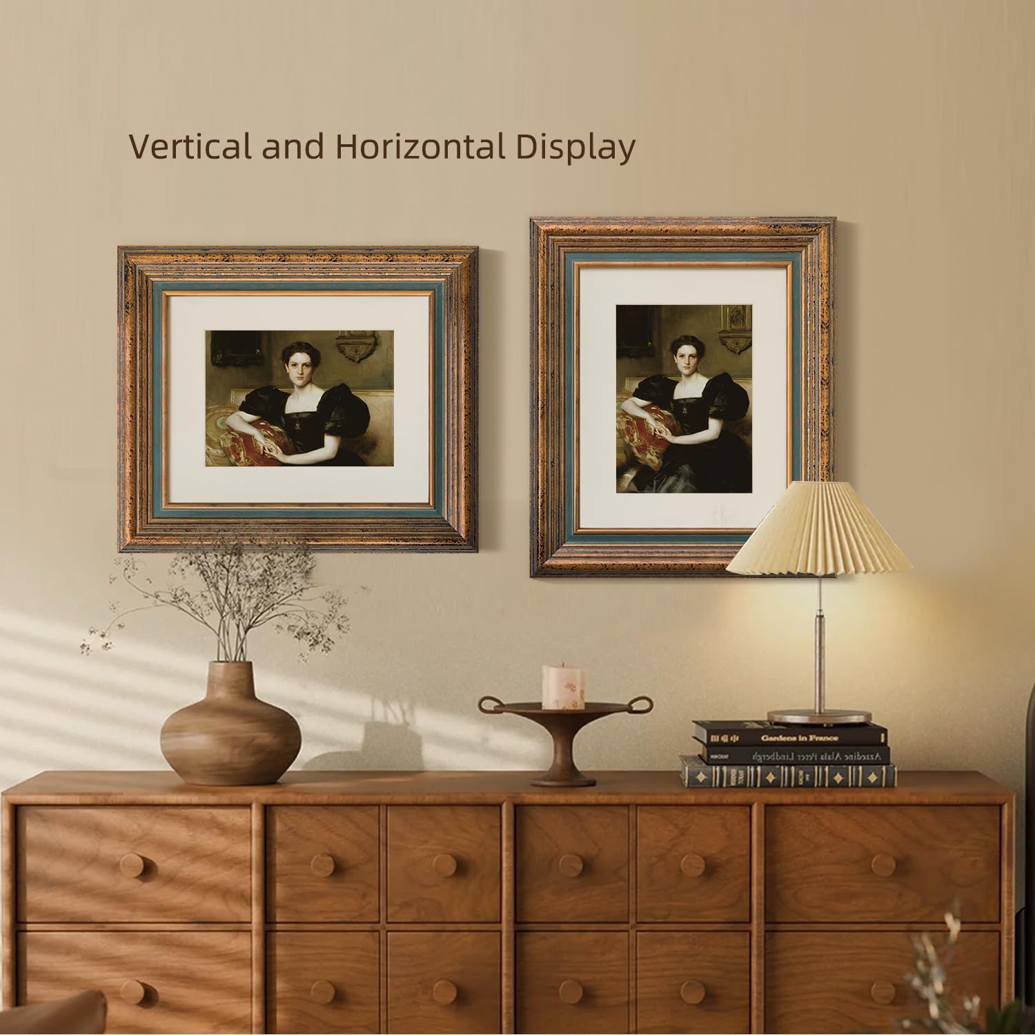 BWPFRAME Rustic 8x10 Picture Frame Matted to 5x7, Solid Wood, Brown Frame, Plexiglass and Velvet Backing Included, Wall Display Frame for Photos and Prints