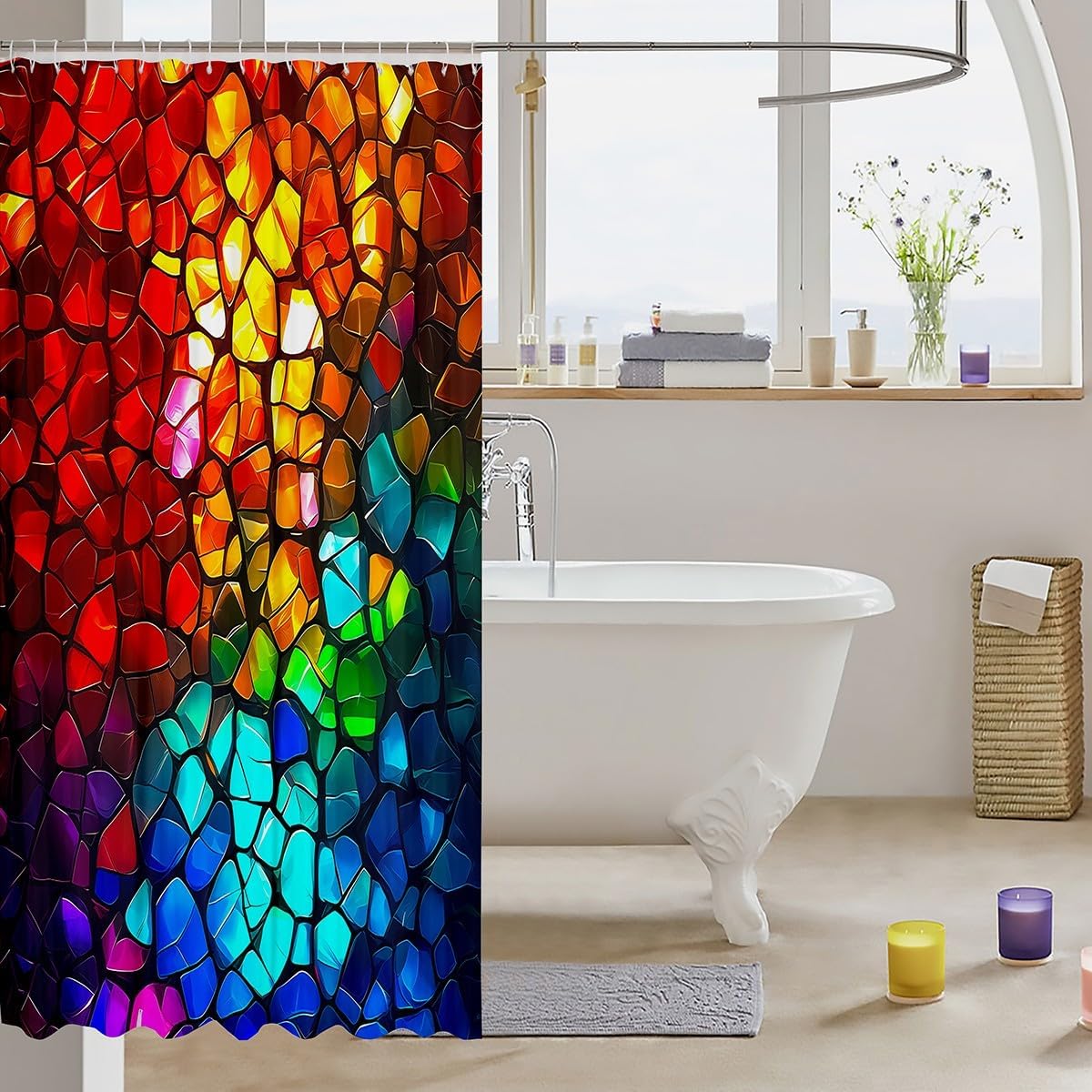 jejeloiu Mosaic Shower Curtain for Bathroom Decor 72"x72" image 3