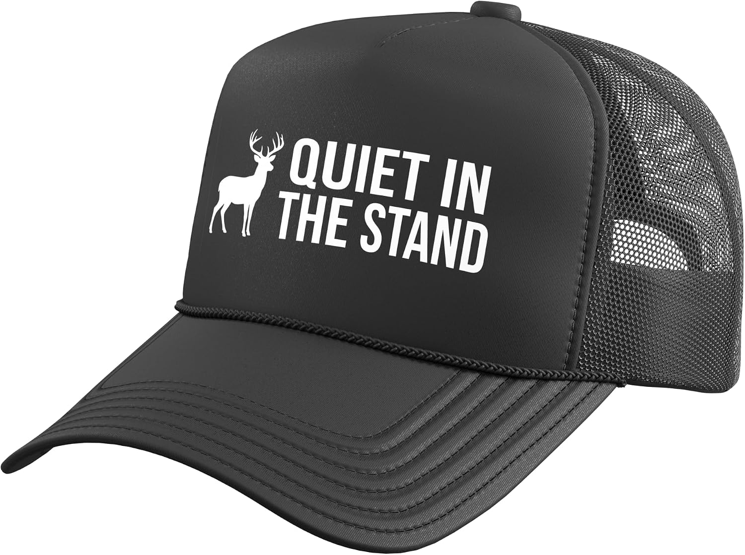 Quiet in The Stand Hunting Deer Woods Outdoors Trucker Hat with Adjustable Mesh Back