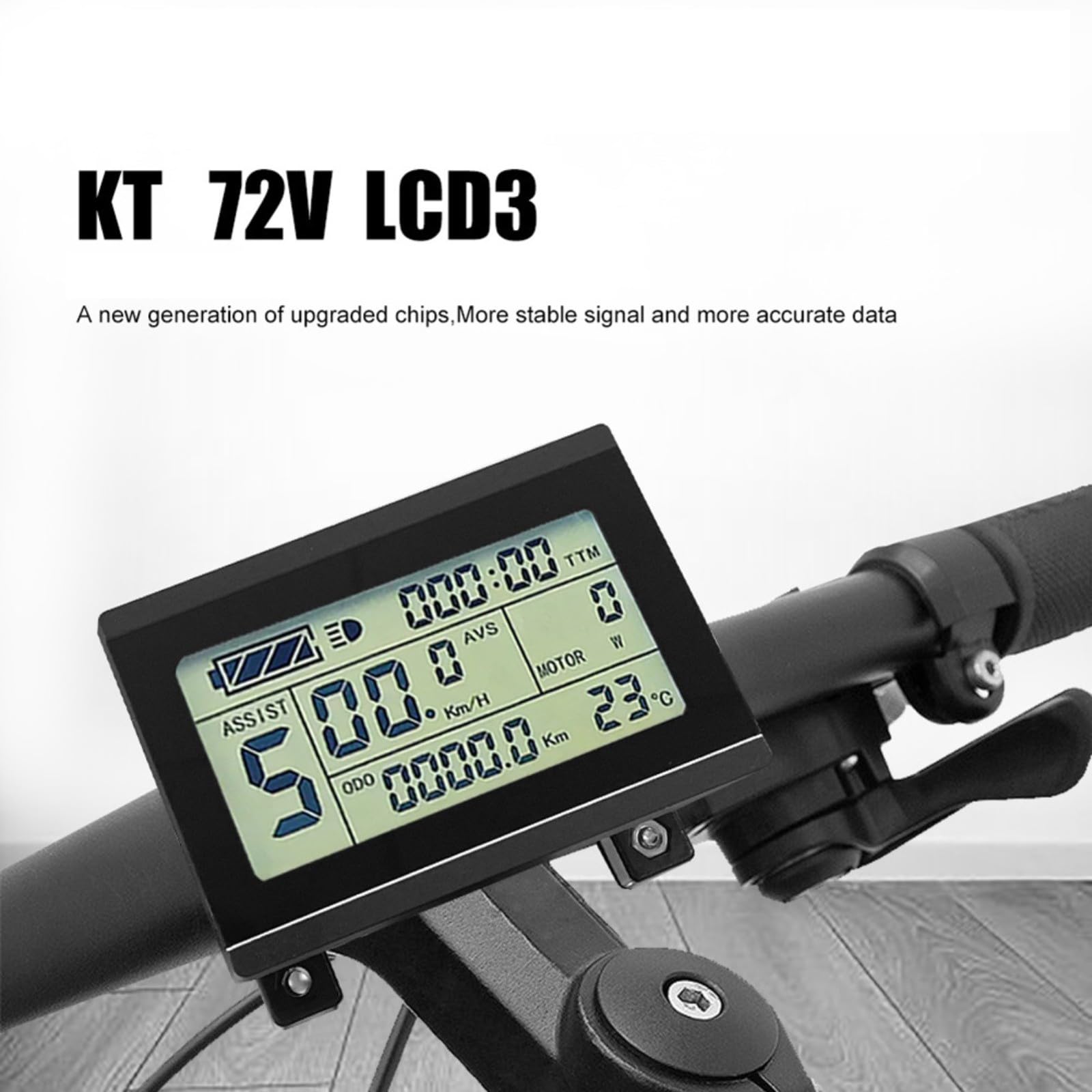 Pannello strumenti LCD a colori, per controller bici elettriche KT-LCD3 72 V 5 pin SM connettore display resistente alle intemperie, per pendolari e ciclisti, nero