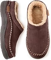 Zigzagger Men's Warm Fuzzy Slip-On Moccasin Slippers - Indoor/Outdoor Comfy House Shoes with Memory Foam Cushion