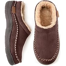 Zigzagger Men's Slip On Moccasin Slippers, Indoor/Outdoor Warm Fuzzy Comfy House Shoes, Fluffy Wide Loafer Slippers