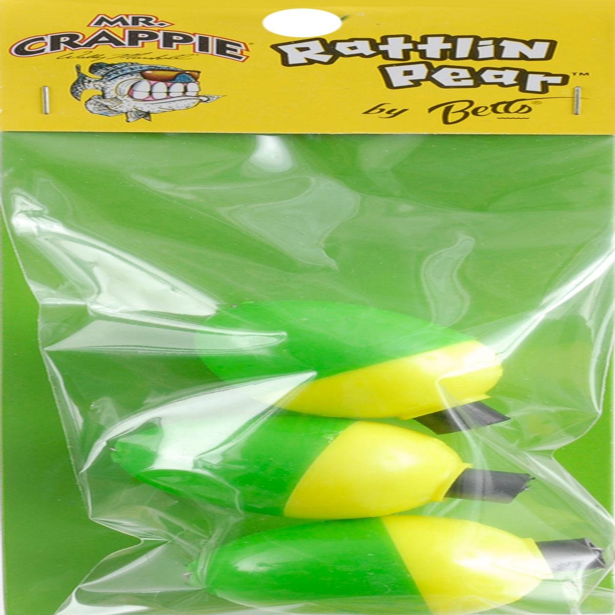 Mr. Crappie RP4P-3YG Rattlin Pear Floats, 1.25-Inch, 3-Pack, Yellow/Green