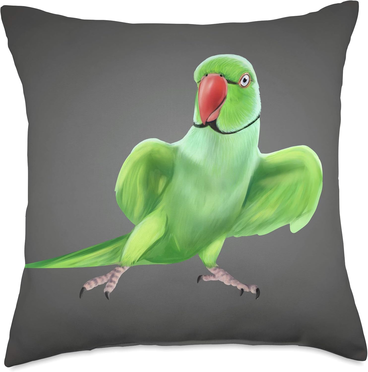 Indian Ringneck Parrot bird Throw Pillow