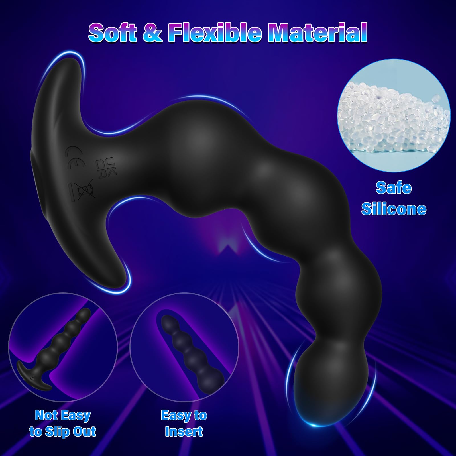 Vibrating Anal Beads Sex Toys - Vibrating Butt Plug with App Control 9 Vibrating Modes, Rechargeable Silicone Prostate Massager & G-spot Vibrator, Adult Sex Toys for Men Women Couples Pleasure