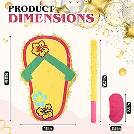 Birchio Sandal Pinatas Bundle with a Blindfold and a Bat(17 x 12 x 4 Inches), Perfect for kid\'s Birthday Parties, Summer Theme Parties and Decorations