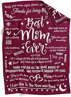 Best Mom Ever Blankets, Mom Blankets from Daughter Son, Letter Warm Soft Throw Blankets for Mom, Mother Blankets for Mom, Mom Gifts for Birthday, Christmas, 50" x 70"