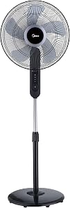 Midea FS40-15FR Quiet Standing Fan with Remote Control, LED Display, 5 Blades, Height Adjustable Compartment, 80° Oscillat…