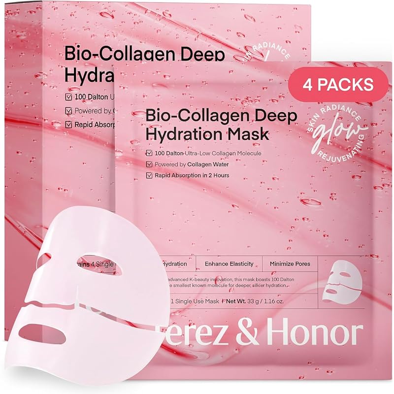 Máscara facial de hidrogel Bio Collagen TEREZ & HONOR, 4 unidades de 33 g