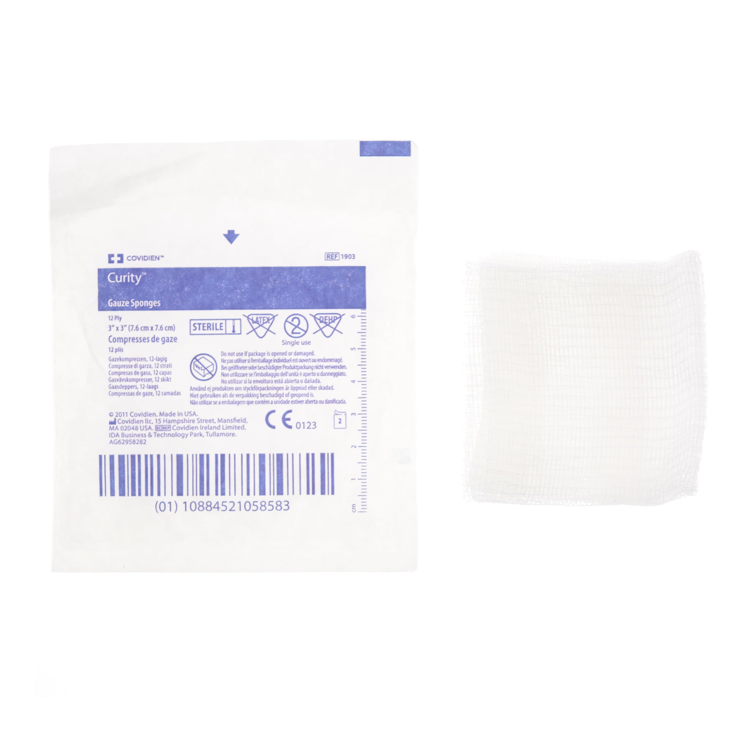 Cardinal Health™ Curity™ Premium Woven Garza Spugna, sterile, 7,6 x 7,6 cm, 12 strati, 1903, confezione da 2400