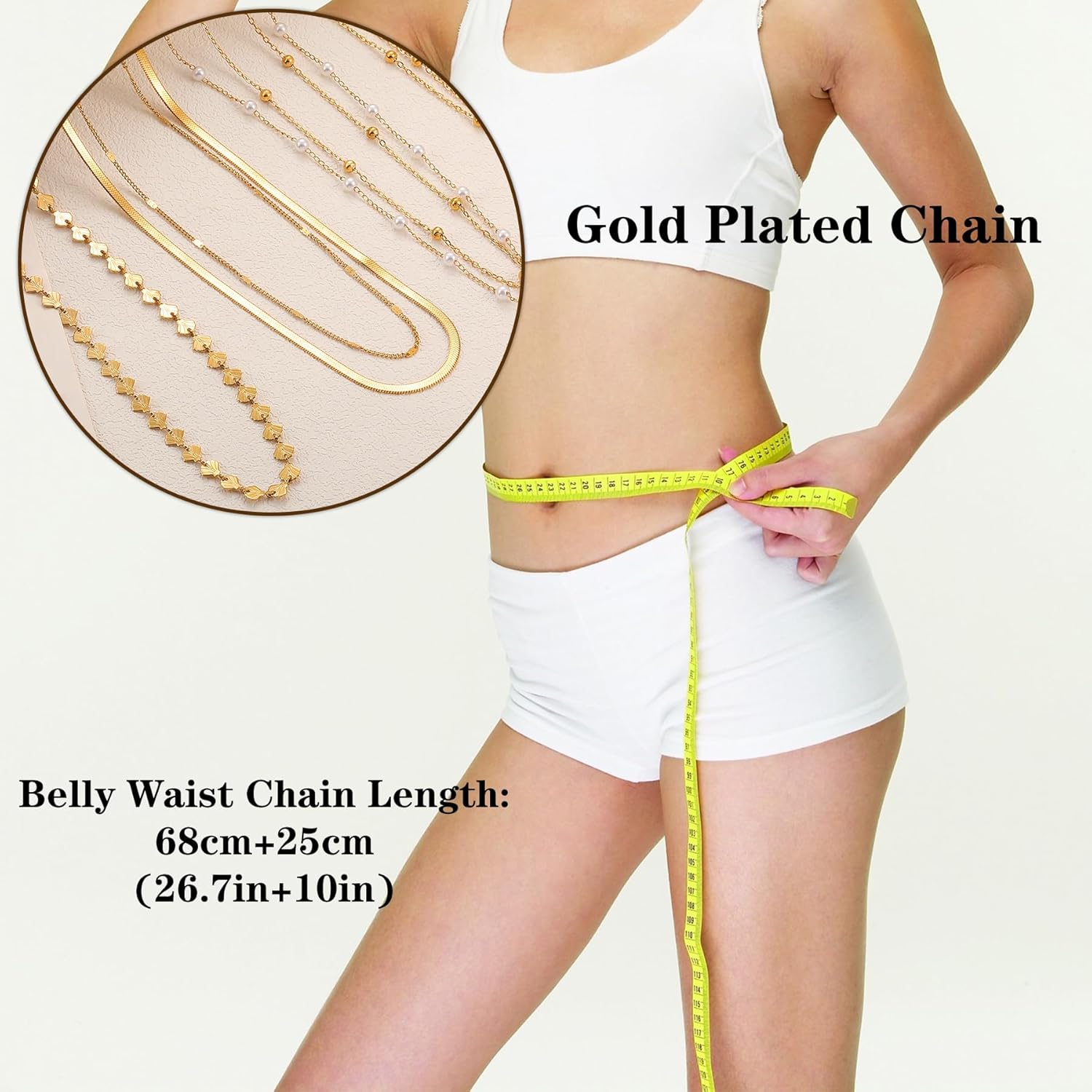 Gold Body Chain for Women Belly Waist Chain Sexy Bikini Beach Jewelry for Women Waterproof Cute Hips Stomach chain Belt Summer Vacation Accessories Gift For Her Boho Jewelry Adjustable 26.5-37Inch - Image 4