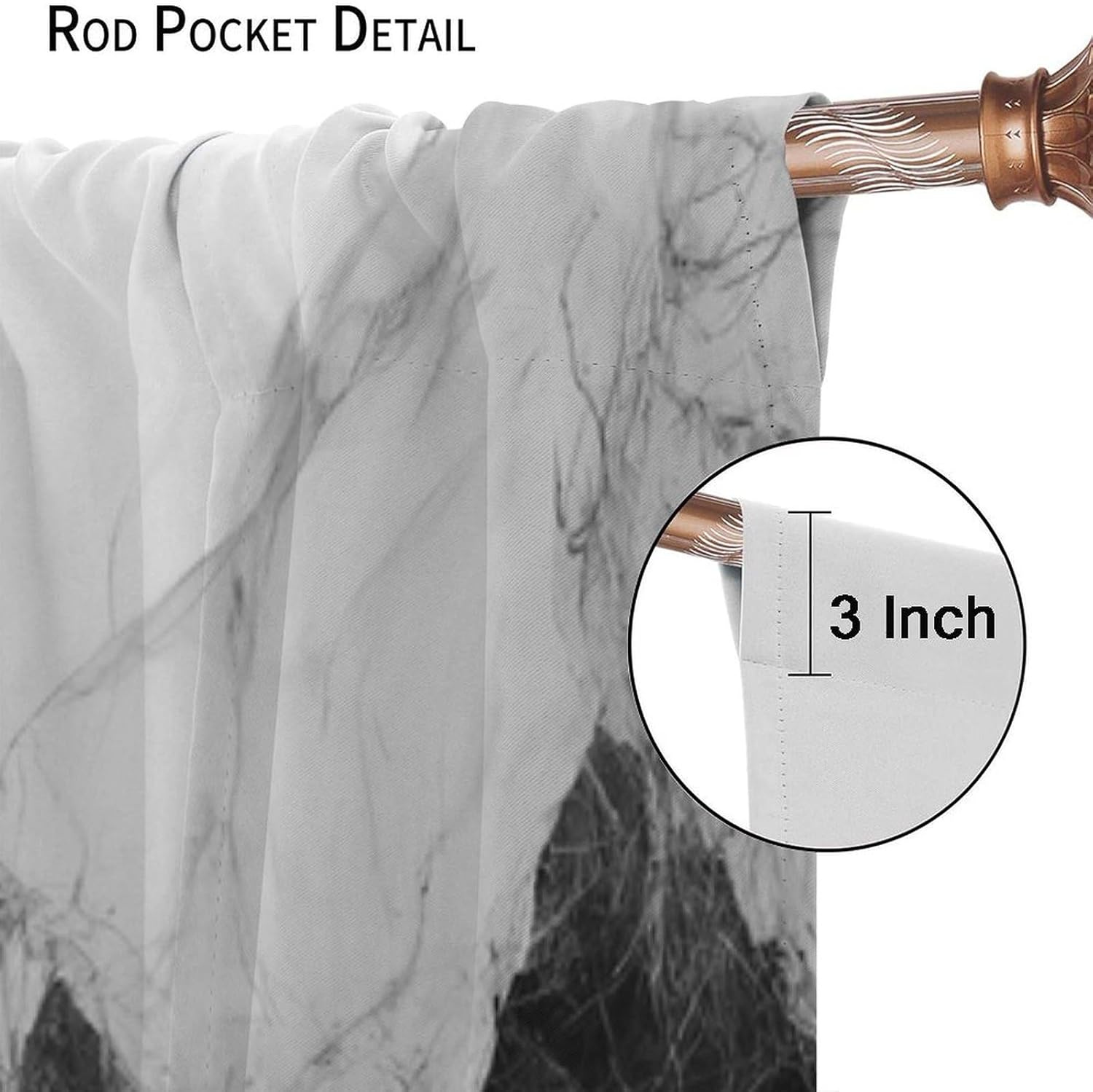Black White Marble Curtains,Modern Abstract Print Window Treatments for Bedroom Living Room Kitchen Studio Rod Pocket Drapes 2 Panels Set,Total Size 42 x 54 Inch