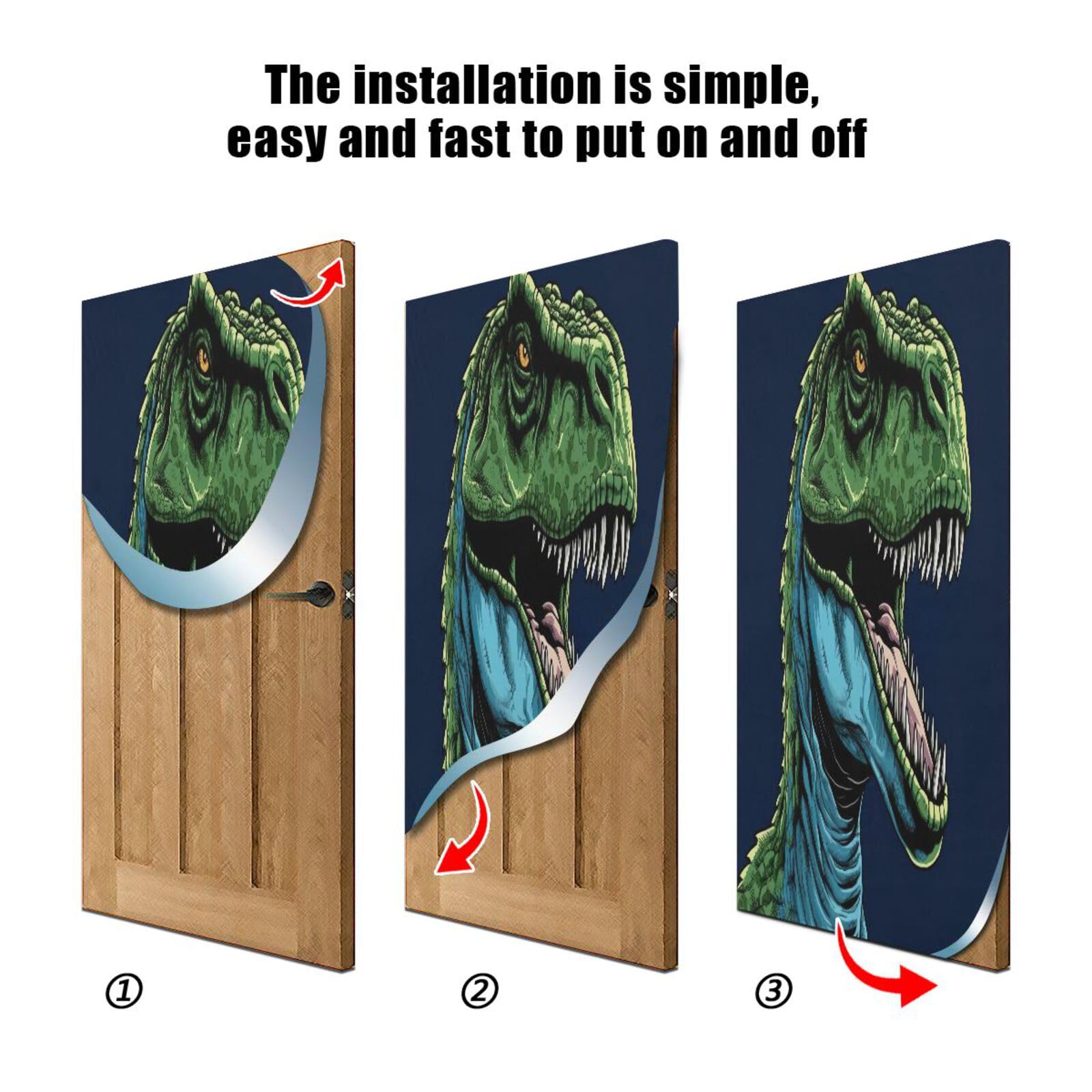 FLildon Green Dinosaur Door Cover Decoration, Party Accessory Porch Decor for Festive Ornament Room Door Covers 32 x 79 Inch