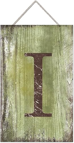 Vista 154 de Letrero colgante de madera con letra J, letrero de madera para decoración del hogar, 26 letras del alfabeto de metal, placa de madera, decoración