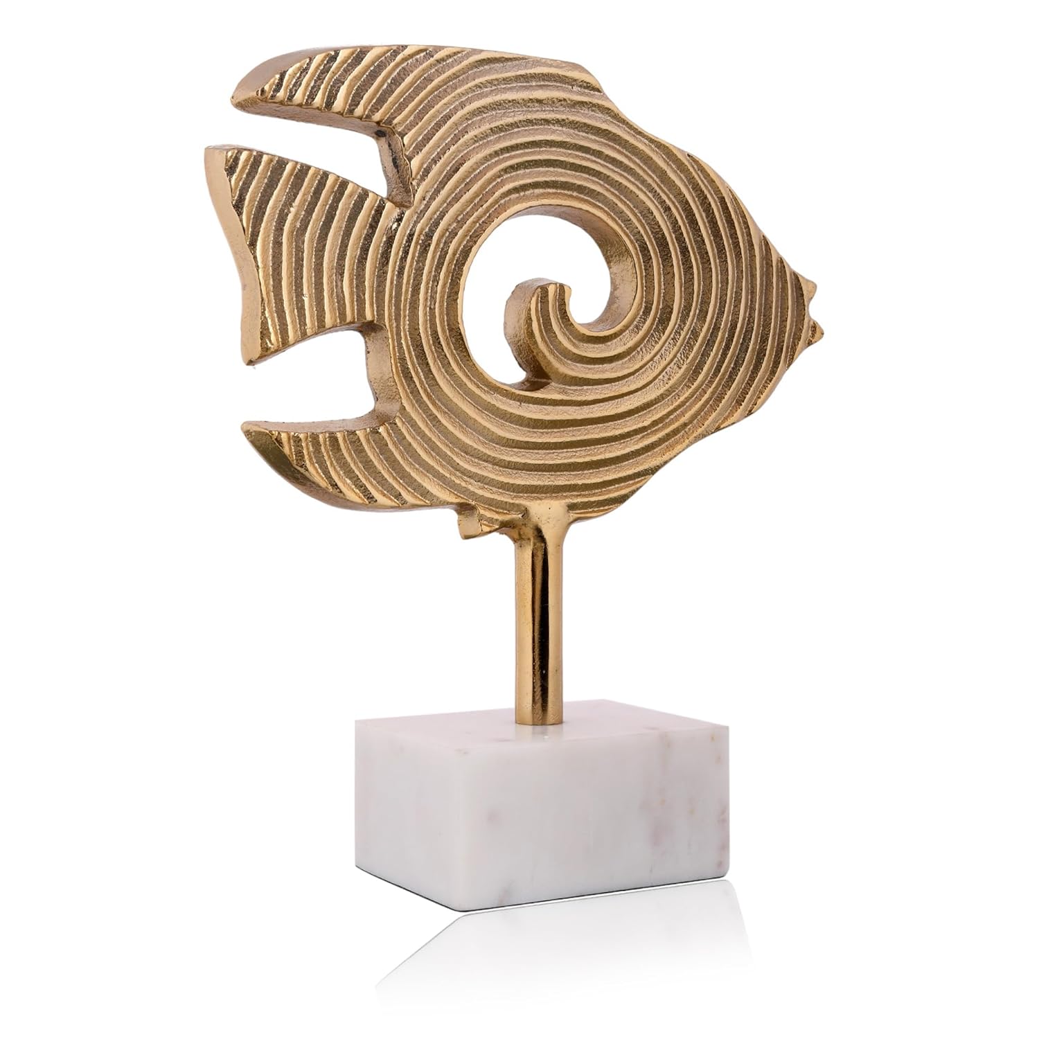 Amazon Brand - Umi Metal Fish Vastu Statue Showpiece for Home Decor, Fish Statue for Good Luck, Aluminium Fish on Marble Base Home Decor Items for Living Room Bedroom (10.6 Inch, Height) offers donot miss