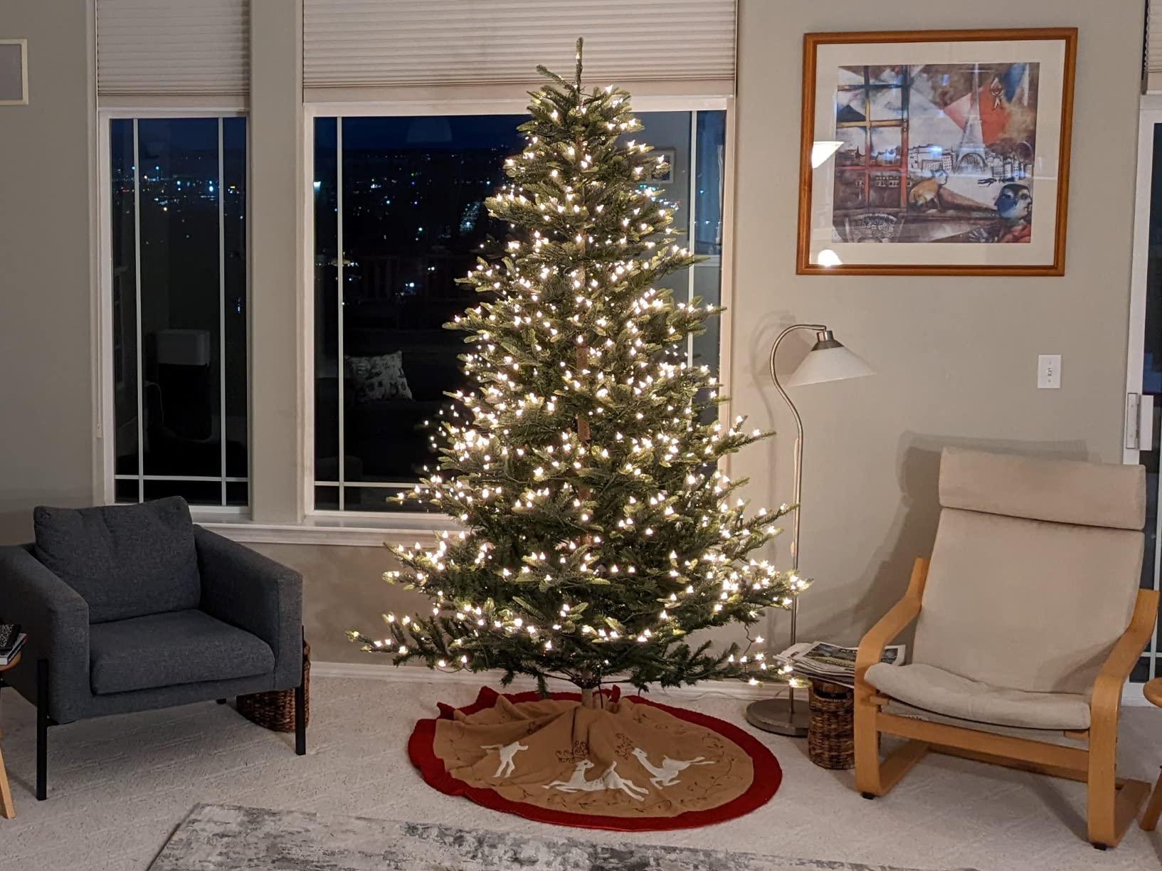 45/mo Finance Puleo International 7.5 Foot PreLit Flocked Aspen Fir