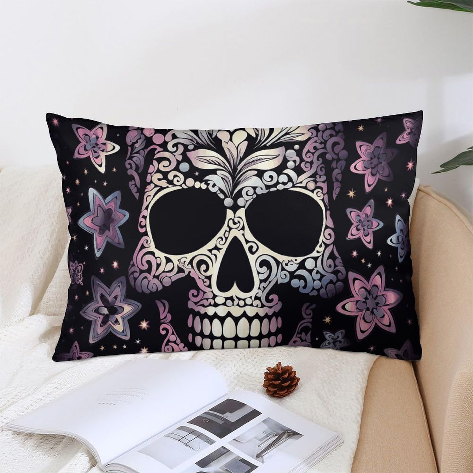 NTVOWPZO Decoration Throw Pillow Covers 12 "x20 Pillowcases Covers Cool Skull Soft Pillowcases Modern Farmhouse Home Decor Sofa Cushions Covers for Couch Bed Living Room