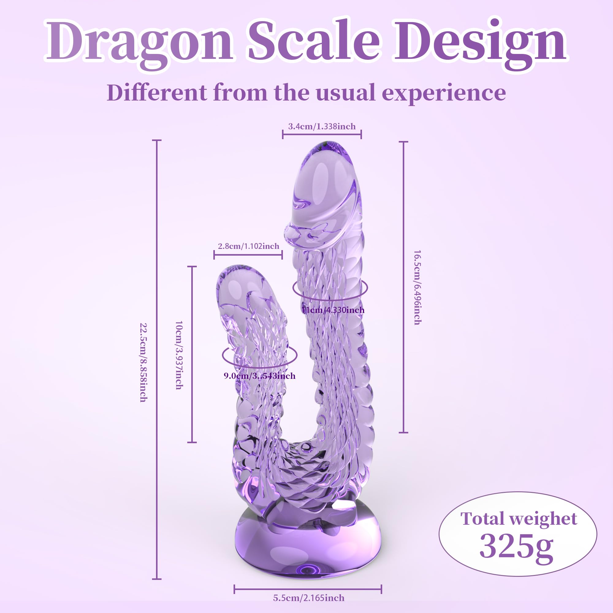 Realistic Dragon Double Ended Dildo for Beginners with Flared Suction Cup Base for Hands-Free Play, Flexible Monster Anal Dildo with Curved Shaft for Vaginal G-spot and Anal Play: 9 inches