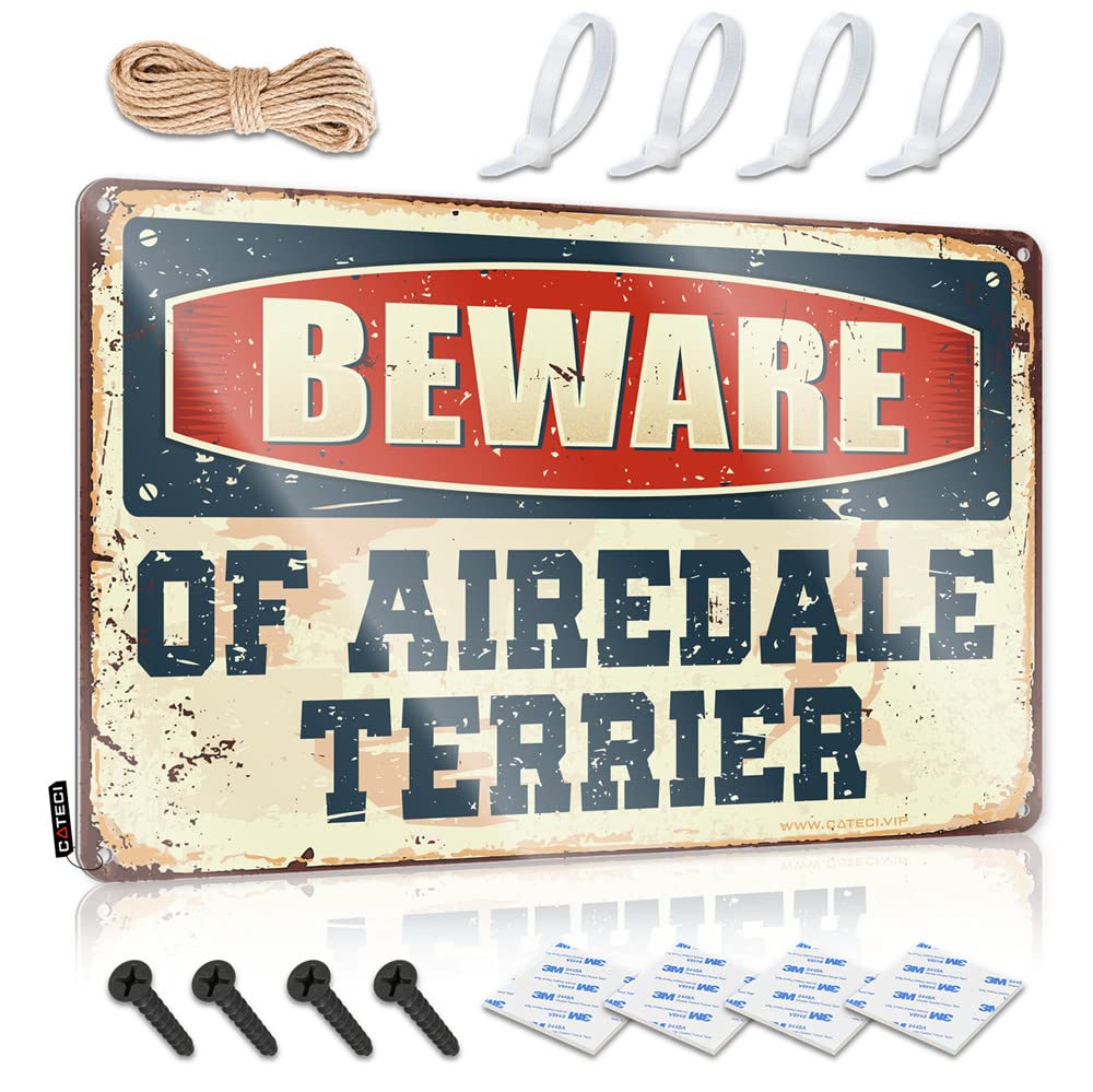 Funny Garage Signs For Men Beware Of Airedale Terrier Sign Tin Signs For Man Cave Funny Alcohol Signs(20X30CM)